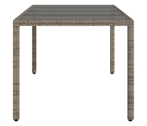 Mesa de jardín superficie de vidrio ratán PE gris 190x90x75 cm