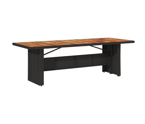 Mesa de jardín superficie madera acacia ratán negro 240x90x75cm