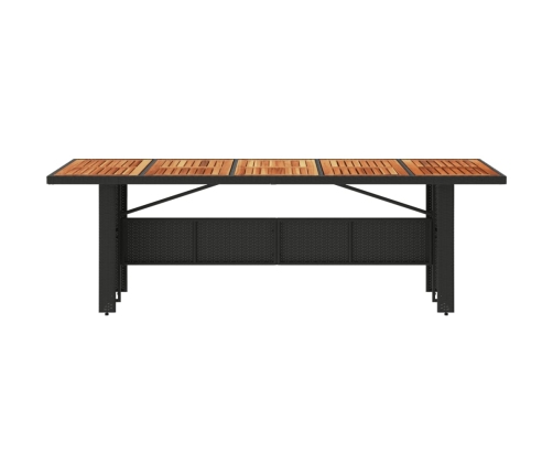 Mesa de jardín superficie madera acacia ratán negro 240x90x75cm