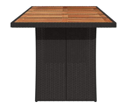 Mesa de jardín superficie madera acacia ratán negro 240x90x75cm