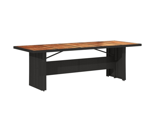 Mesa de jardín superficie madera acacia ratán negro 240x90x75cm