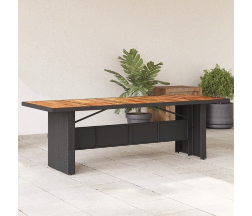 Mesa de jardín superficie madera acacia ratán negro 240x90x75cm