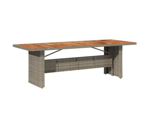 Mesa de jardín superficie madera acacia ratán gris 240x90x75 cm