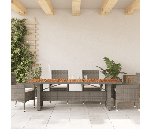 Mesa de jardín superficie madera acacia ratán gris 240x90x75 cm