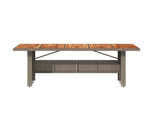 Mesa de jardín superficie madera acacia ratán gris 240x90x75 cm