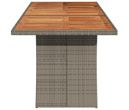 Mesa de jardín superficie madera acacia ratán gris 240x90x75 cm