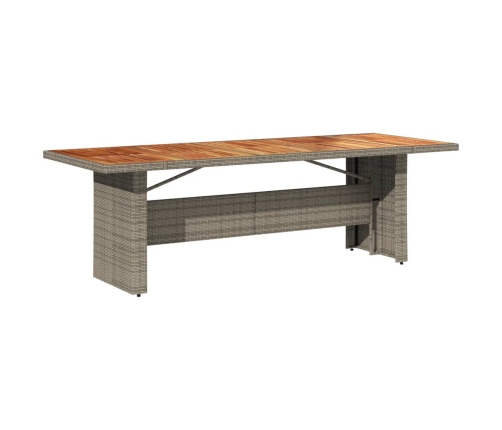 Mesa de jardín superficie madera acacia ratán gris 240x90x75 cm