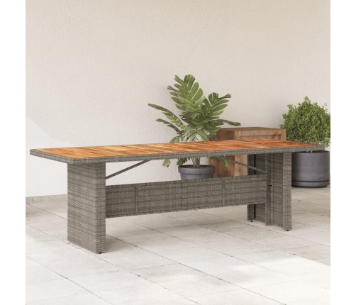 Mesa de jardín superficie madera acacia ratán gris 240x90x75 cm