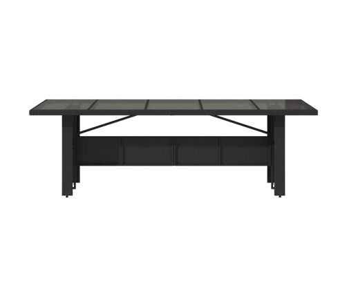 Mesa de jardín superficie de vidrio ratán PE negro 240x90x75 cm