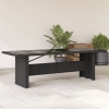 Mesa de jardín superficie de vidrio ratán PE negro 240x90x75 cm