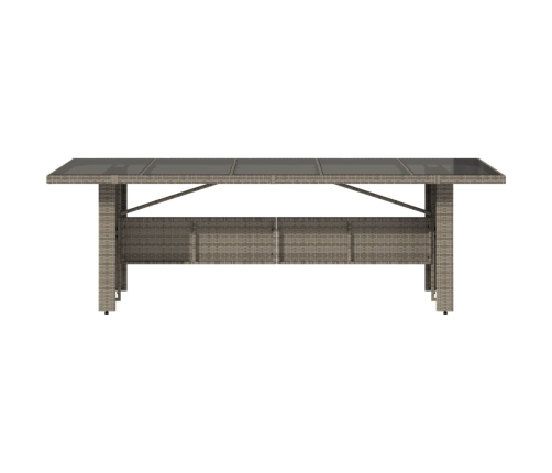 Mesa de jardín superficie de vidrio ratán PE gris 240x90x75 cm