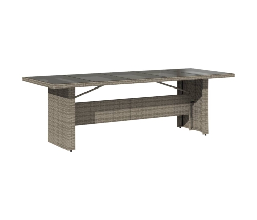 Mesa de jardín superficie de vidrio ratán PE gris 240x90x75 cm