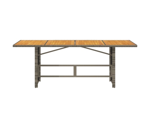 Mesa de jardín superficie madera acacia ratán gris 190x80x75cm