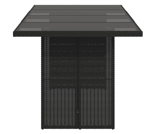 Mesa de jardín superficie de vidrio ratán PE negro 190x80x75 cm