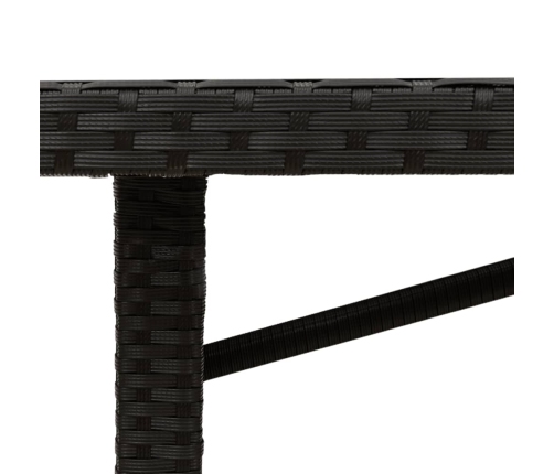 Mesa de jardín superficie de vidrio ratán PE negro 190x80x75 cm