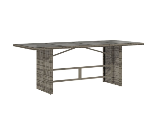 Mesa de jardín superficie de vidrio ratán PE gris 190x80x75 cm