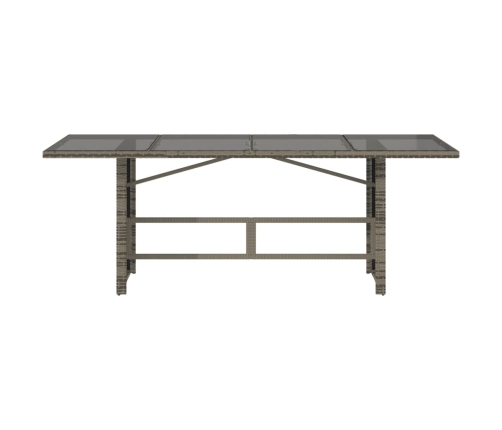 Mesa de jardín superficie de vidrio ratán PE gris 190x80x75 cm