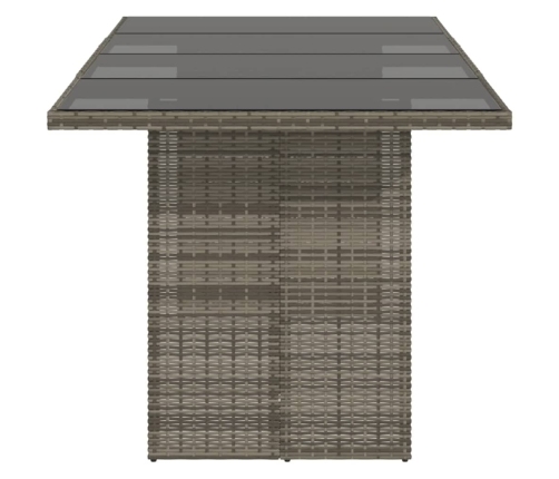 Mesa de jardín superficie de vidrio ratán PE gris 190x80x75 cm