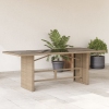 Mesa de jardín superficie de vidrio ratán PE beige 190x80x75 cm