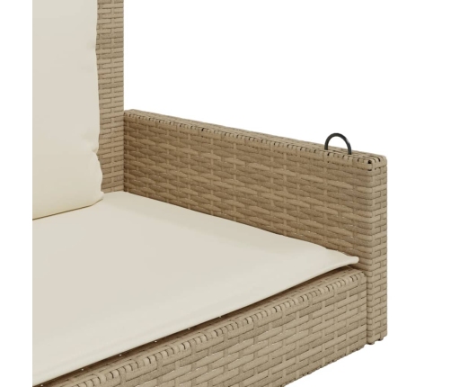 Banco columpio con cojines ratán sintético beige 119x56x48 cm