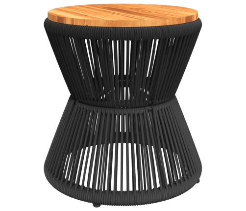 Mesa de centro base de alambre madera acacia negro Ø 45x44 cm