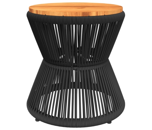 Mesa de centro base de alambre madera acacia negro Ø 45x44 cm