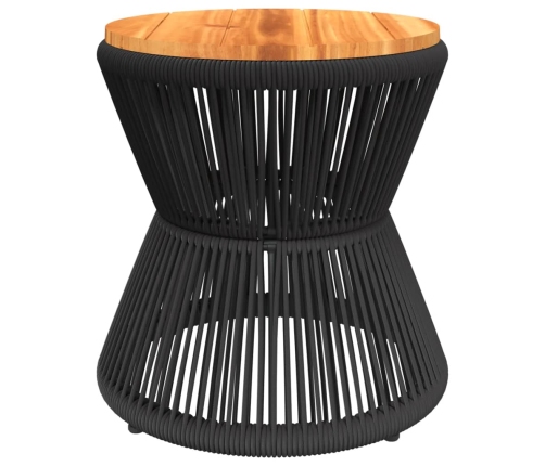 Mesa de centro base de alambre madera acacia negro Ø 45x44 cm