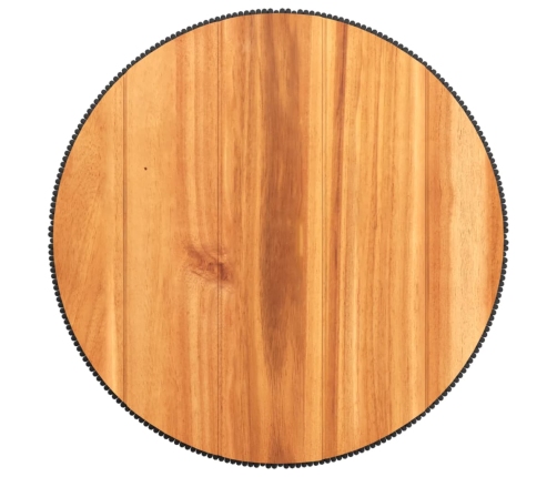 Mesa de centro base de alambre madera acacia negro Ø 45x44 cm