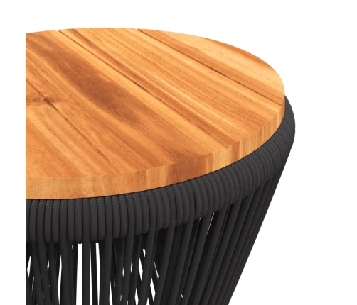 Mesa de centro base de alambre madera acacia negro Ø 45x44 cm