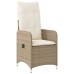 Silla de jardín reclinable con cojines ratán sintético beige