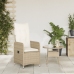 Silla de jardín reclinable con cojines ratán sintético beige