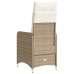 Silla de jardín reclinable con cojines ratán sintético beige