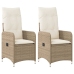 Sillones reclinables de jardín con cojines beige 2 uds ratán PE