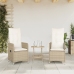 Sillones reclinables de jardín con cojines beige 2 uds ratán PE