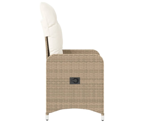 vidaXL Sillones reclinables de jardín con cojines beige 2 uds ratán PE