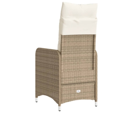 Sillones reclinables de jardín con cojines beige 2 uds ratán PE