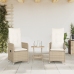 Sillones reclinables de jardín con mesa 2 uds ratán PE beige