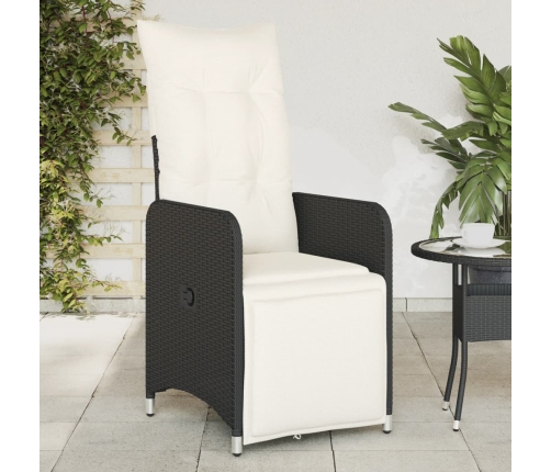 vidaXL Sillón reclinable de jardín con cojines ratán sintético negro