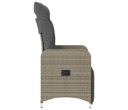 vidaXL Sillón reclinable de jardín con cojines ratán sintético gris