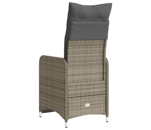 vidaXL Sillón reclinable de jardín con cojines ratán sintético gris