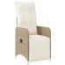 Silla de jardín reclinable con cojines ratán sintético beige