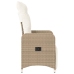 Silla de jardín reclinable con cojines ratán sintético beige