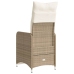 Silla de jardín reclinable con cojines ratán sintético beige