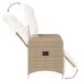 Silla de jardín reclinable con cojines ratán sintético beige