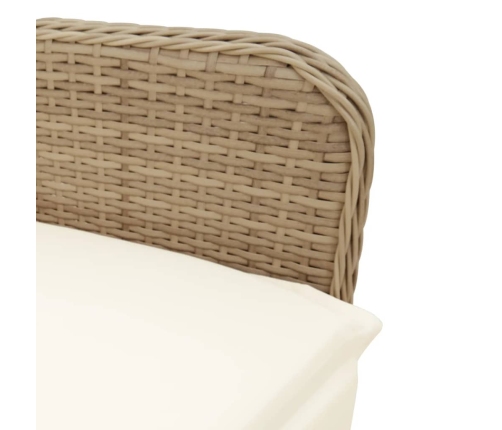 Silla de jardín reclinable con cojines ratán sintético beige