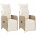 Sillones reclinables de jardín con cojines beige 2 uds ratán PE