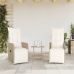 Sillones reclinables de jardín con cojines beige 2 uds ratán PE