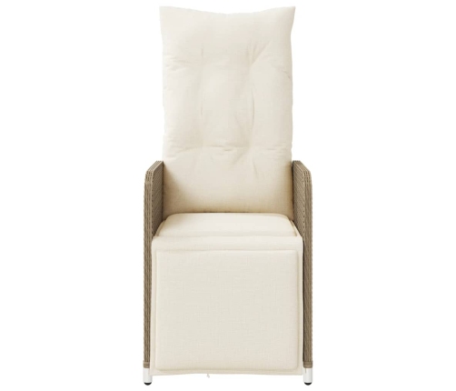 Sillones reclinables de jardín con cojines beige 2 uds ratán PE