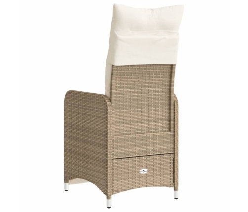 Sillones reclinables de jardín con cojines beige 2 uds ratán PE