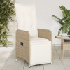 Sillones reclinables de jardín con cojines beige 2 uds ratán PE